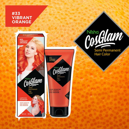 Nisha Cosglam Semi Permanent Hair Color 33 Vibrant Orange