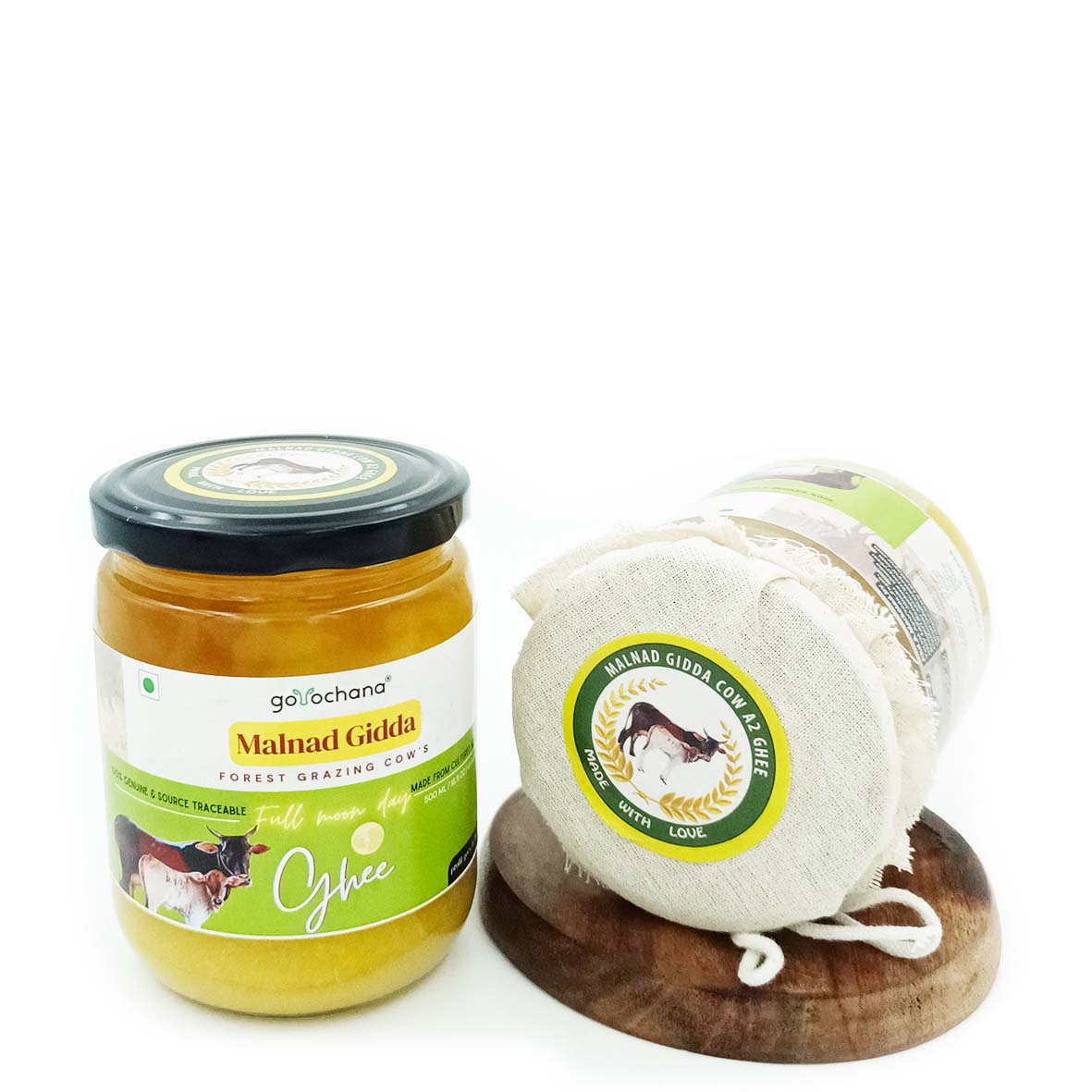 Gorochana 100% Source Traceable Desi Malnad Gidda A2 Full Moon Day Bilona Cow Ghee - BUDNE