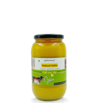 Gorochana 100% Source Traceable Desi Malnad Gidda A2 Full Moon Day Bilona Cow Ghee - BUDNE