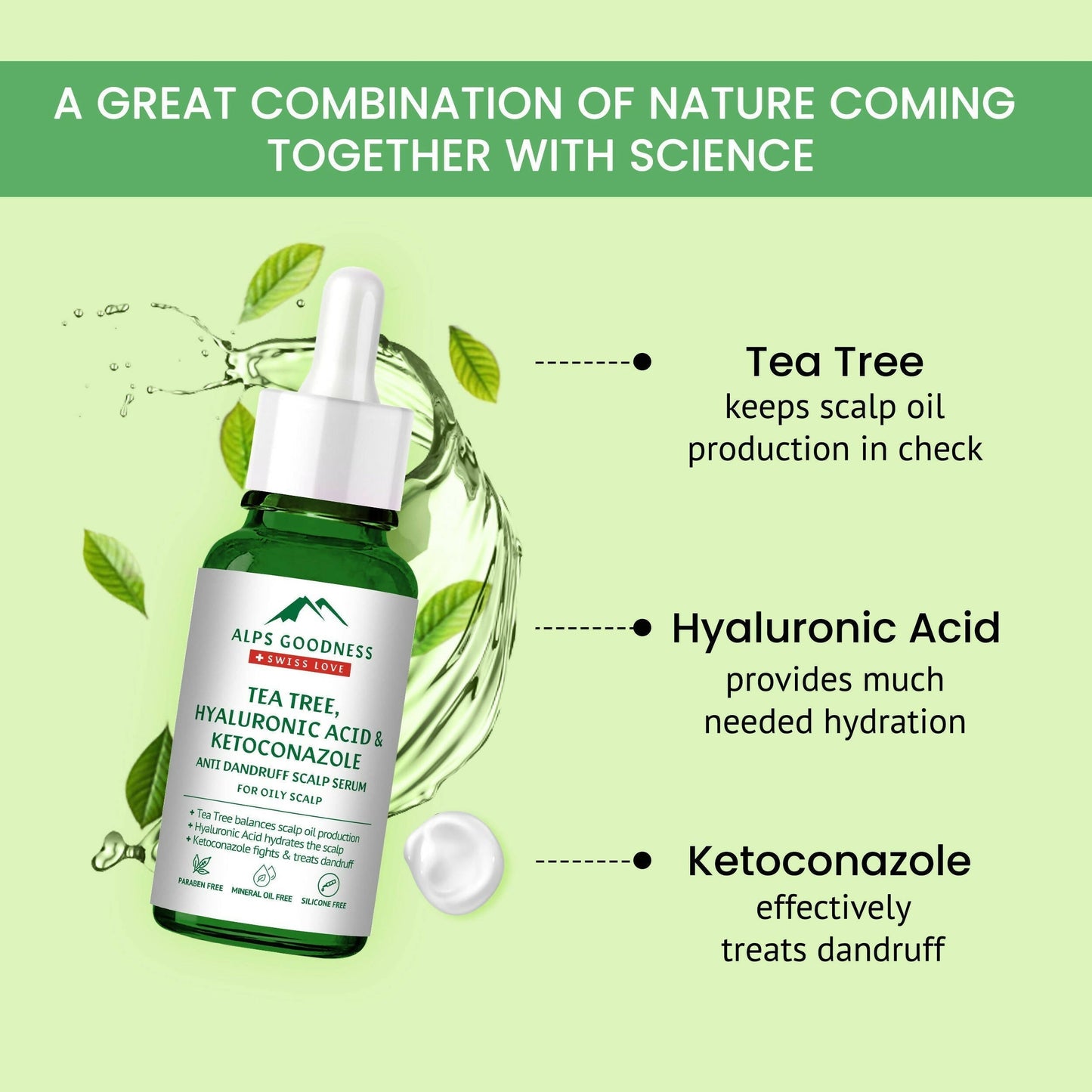 Alps Goodness Tea Tree, Hyaluronic Acid & Ketoconazole Anti Dandruff Scalp Serum