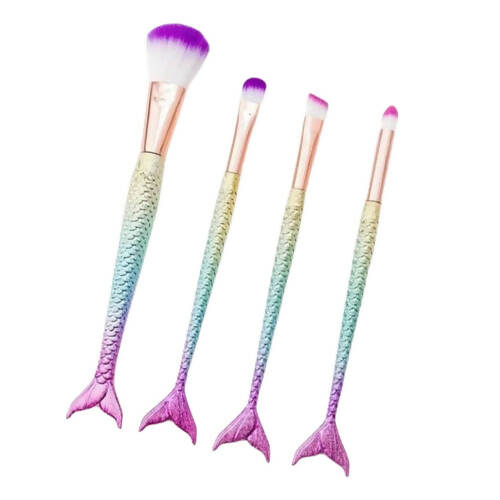 Favon Pack of 4 Professional Mermaid Shaped Makeup Brushes - BUDNE