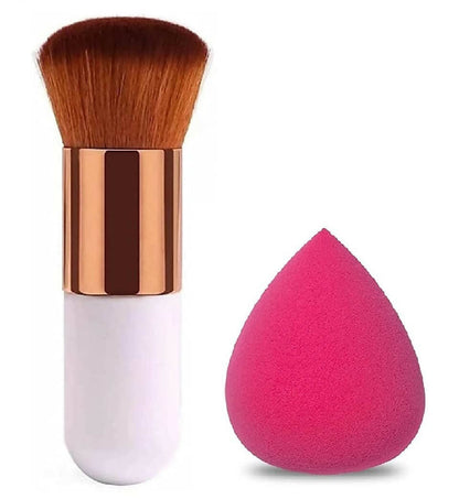 Favon Pack of 1 Foundation Cum Blush Brush and 1 Blender Puff