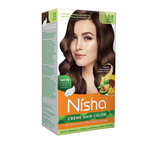 Nisha Creme Hair Color Dark Brown - BUDNE