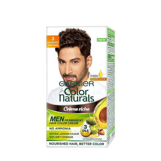 Garnier Color Naturals Creme Riche Men Hair Color - Shade 3 Darkest Brown - BUDNE