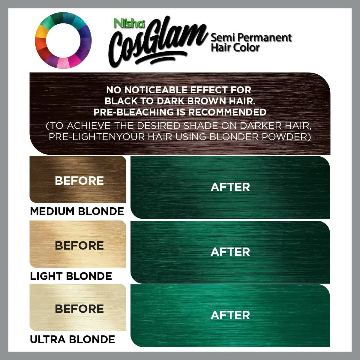 Nisha Cosglam Semi Permanent Hair Color 41 Crazy Green