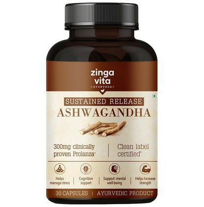 Zingavita Ayurveda Sustained Release Ashwagandha 300mg Capsules - usa canada australia