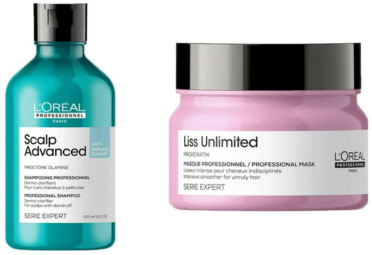 L'Or??al Paris Scalp Advanced Anti-Dandruff Dermo-Clarifier Shampoo & Liss Unlimited Hair Mask -  buy in usa canada australia