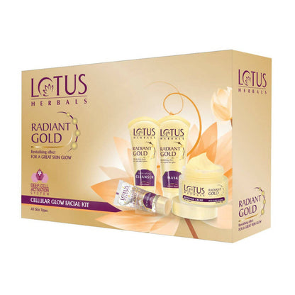 Lotus Herbals Radiant Gold Cellular Glow Facial Kit For All Skin Types - BUDNE