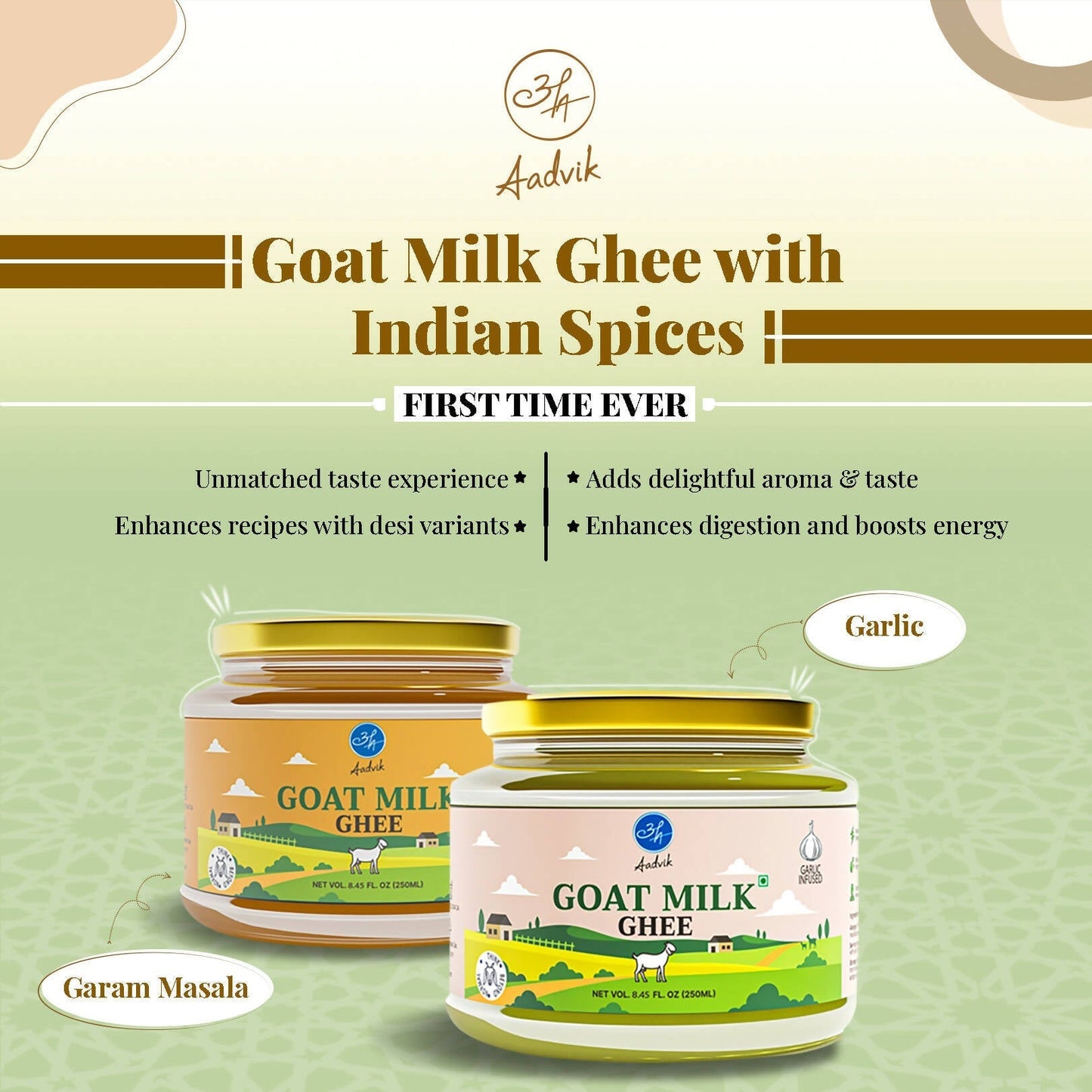 Aadvik A2 Goat Milk Ghee Infused with Garlic