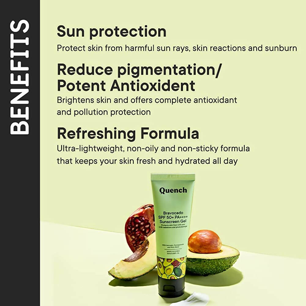 Quench Botanics Bravocado SPF 50+ PA++++ Sunscreen Gel