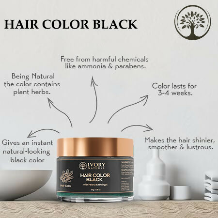 Ivory Natural Black Hair Color - Plant-Based Natural Hair Color - Both For Men Women