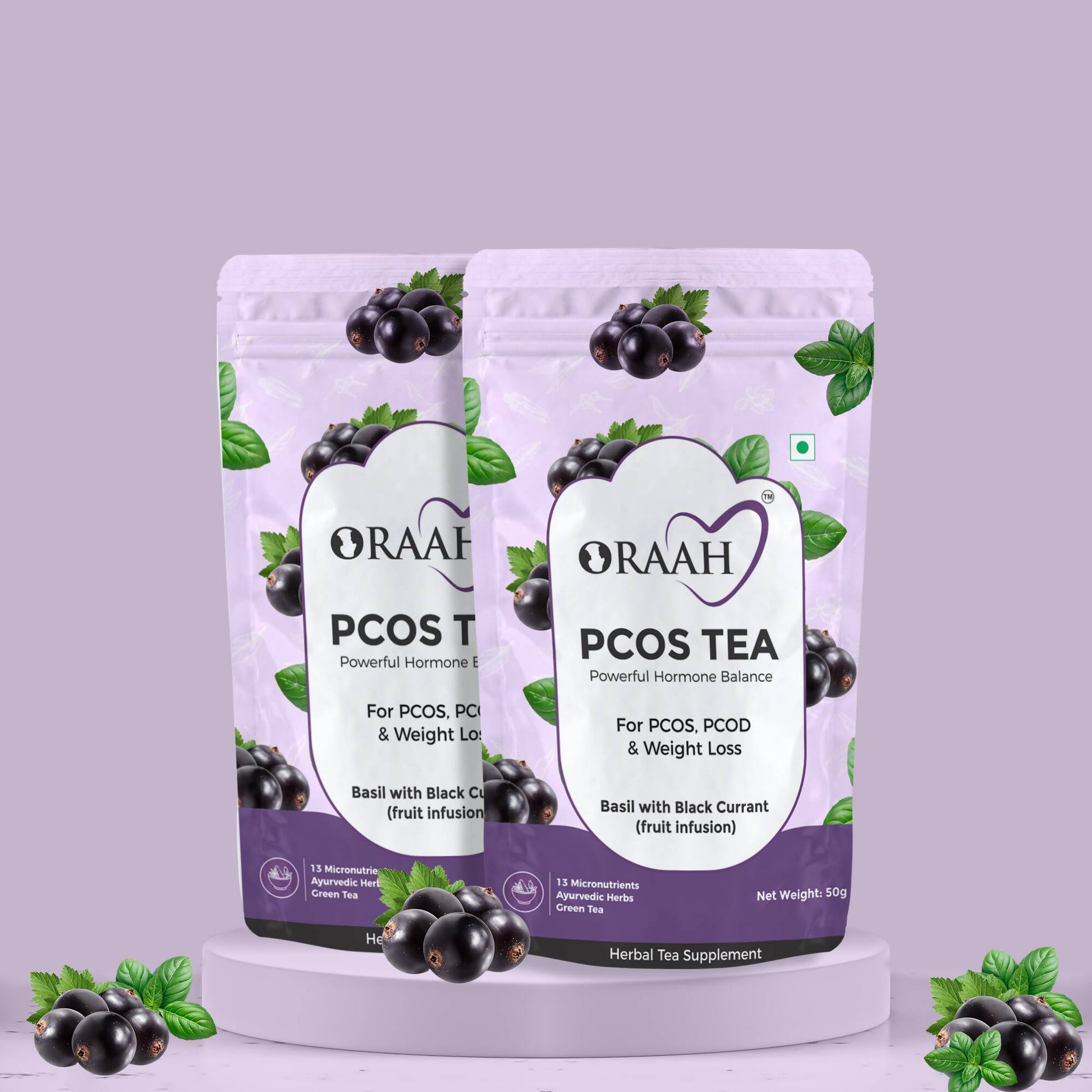 Oraah PCOS PCOD Basil with Black Currant Tea - BUDNE