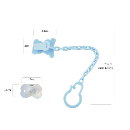 Safe-O-Kid-Baby Pacifier/Nipple With Chain And Clip, in cute Cartoon shape Helps In Preventing From Dust - (Blue)