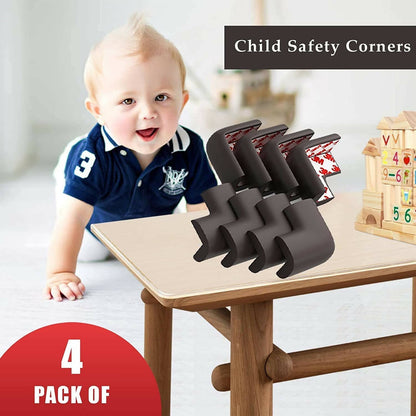 Safe-O-Kid Set of 4 Corner U Shaped Corner Guards for Kids safety- Brown-Large