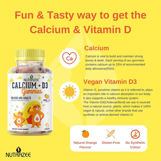 Nutrazee Calcium + D3 Gummies For Kids & Adults