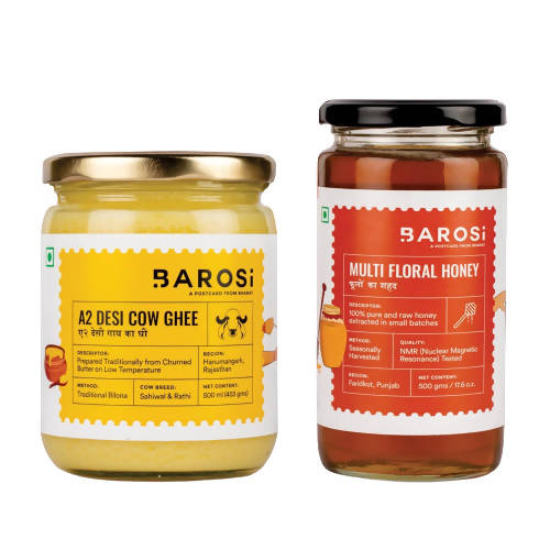 Barosi A2 Desi Cow Ghee & Multifloral Honey Combo