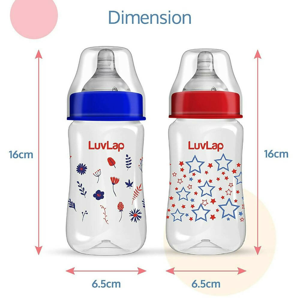 LuvLap Anti-Colic Wide Neck Natura Flo Baby Feeding Bottle