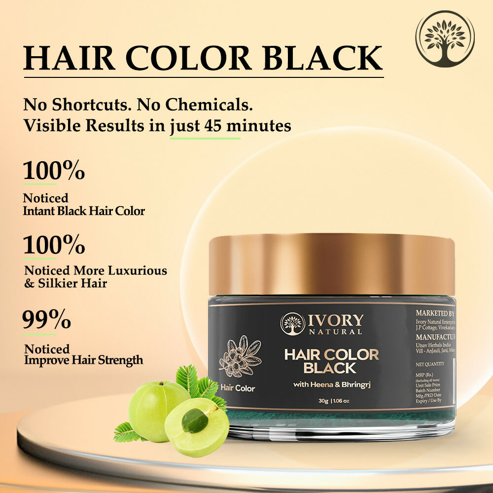 Ivory Natural Black Hair Color - Plant-Based Natural Hair Color - Both For Men Women