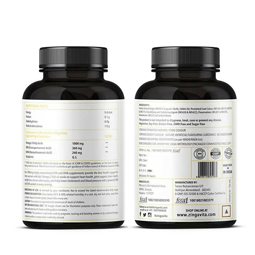 Zingavita Omega 3 Fish Oil 1000mg Softgels