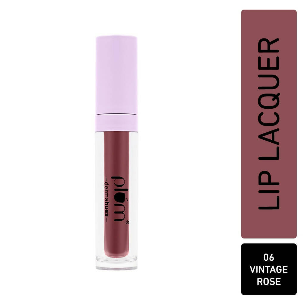 Plum Glassy Glaze Lip Lacquer 3-in-1 Lipstick + Lip Balm + Gloss 06 Vintage Rose