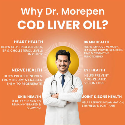 Dr. Morepen COD Liver Oil Softgels and Omega 3 Deep Sea Fish Oil Softgels Combo