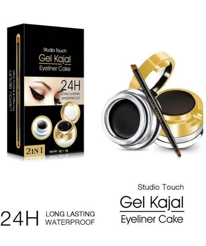 Maliao Professional Studio Touch 24H Long-Lasting Waterproof 2In1 Gel Kajal & Eyeliner Cake