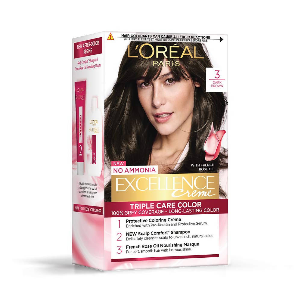 LOreal Paris Excellence Creme Hair Color - 3 Dark Brown - BUDNE