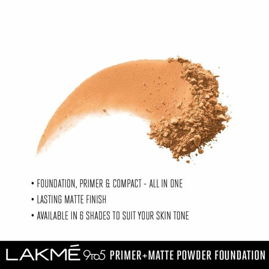 Lakme 9 To 5 Primer With Matte Powder Foundation Compact - Honey Dew