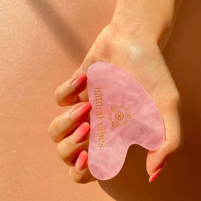 Natural Vibes Rose Quartz Gua Sha with Free Gold Beauty Elixir Oil