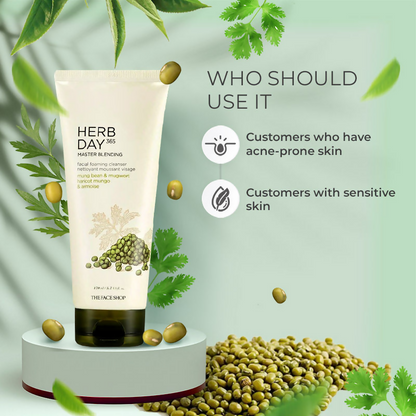 The Face Shop Herb Day 365 Master Blending Foaming Cleanser- Mungbean & Mugwort