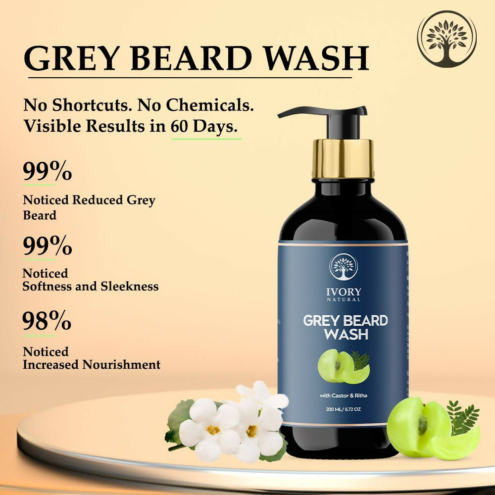 Ivory Natural Grey Beard Wash For Beard Graying And Restoring Beard'S Natural Black Shade