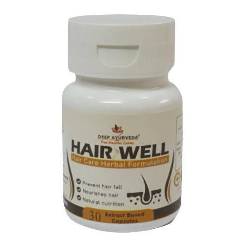 Deep Ayurveda Hair Well 500mg Veg Capsules - usa canada australia