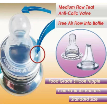 Goodmunchkins Stainless Steel Feeding Rustfree Bottle with 2 Anti Colic Silicone Nipple For Kids 220 ml