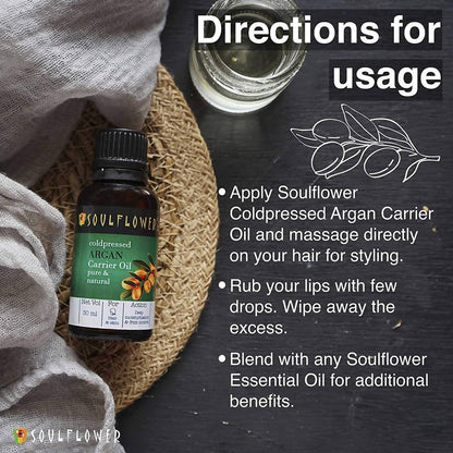 Soulflower Cold Pressed Argan Carrier Oil Pure & Natural