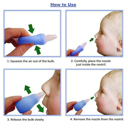 Safe-O-Kid Silicone Baby Nasal Aspirator Vacuum Sucker Instant Relief From Blocked Nose, Blue