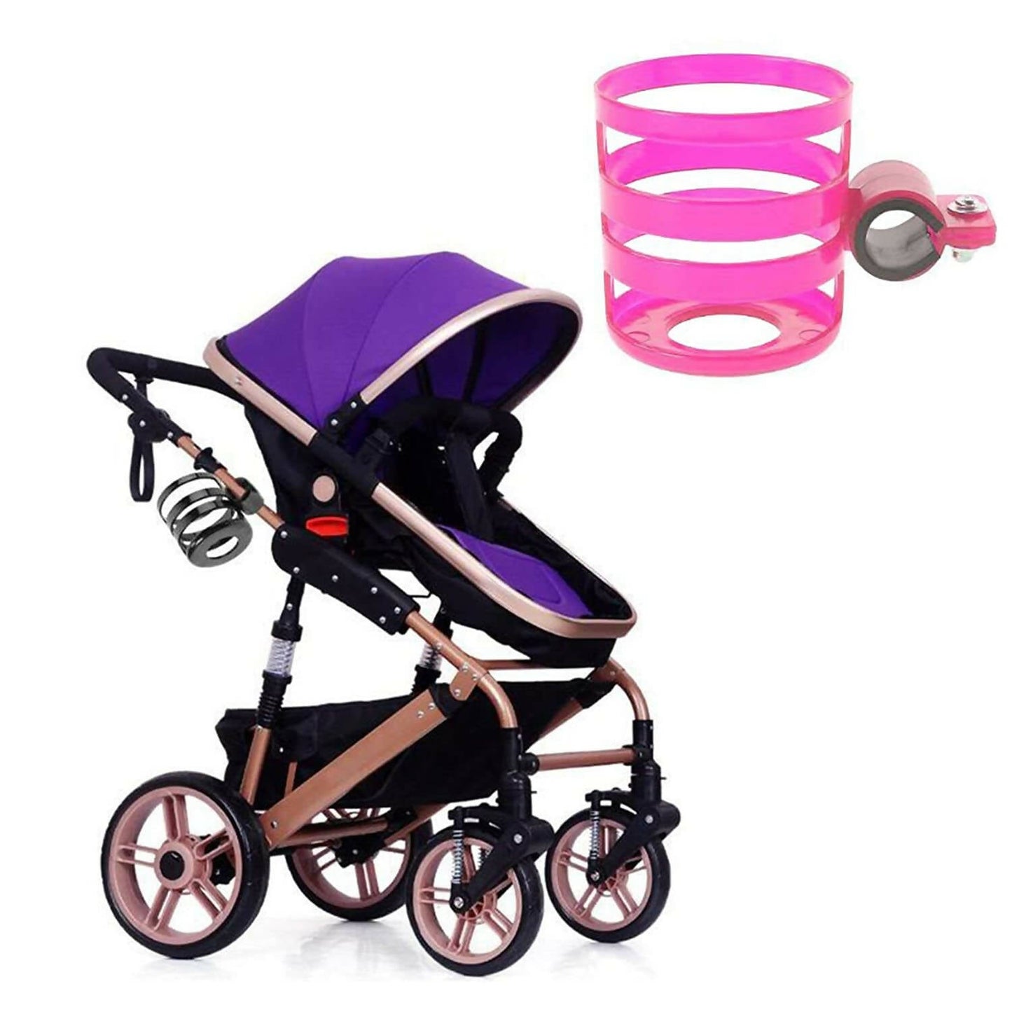 Safe-O-Kid Universal Stroller Cup Holder, Carrying Milk Bottle, Stroller/Pram Accessories For Baby, Pink