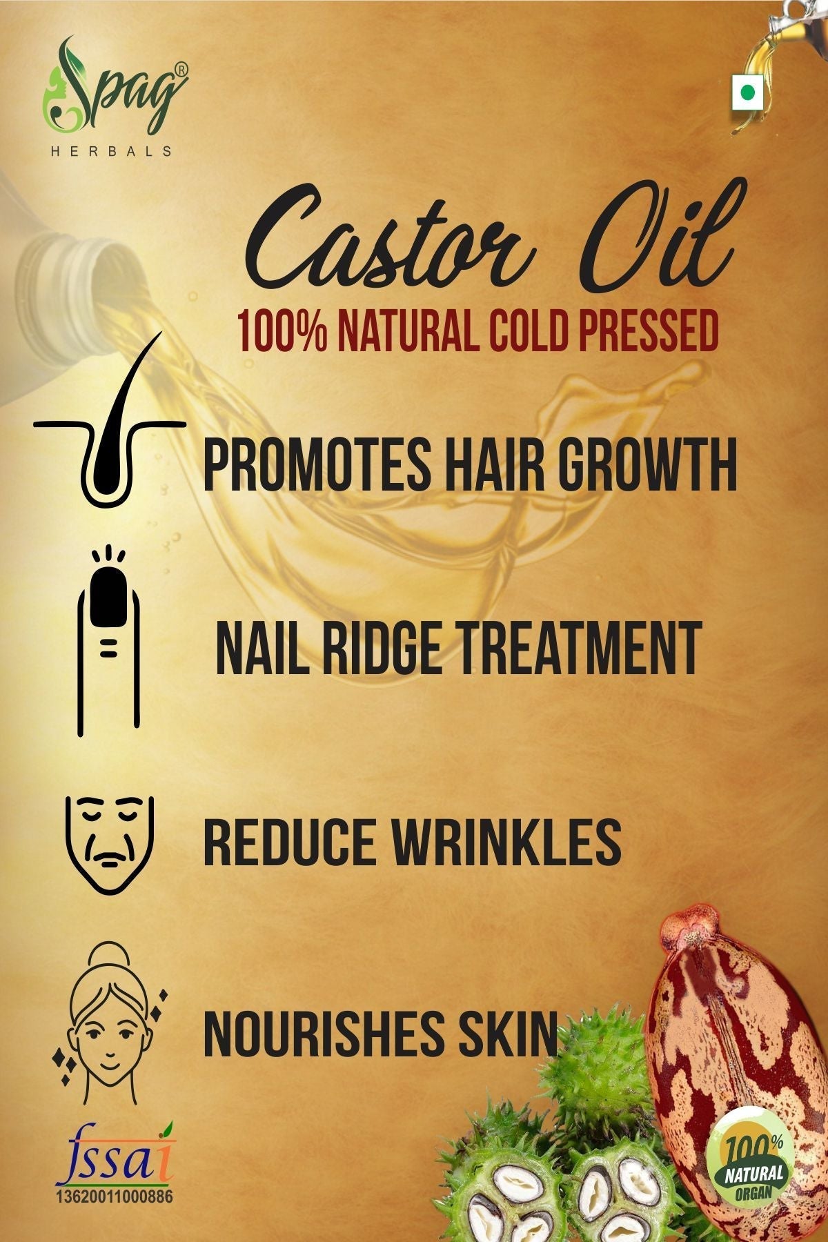 Spag Herbals Castor Oil For Hair & Skin Care