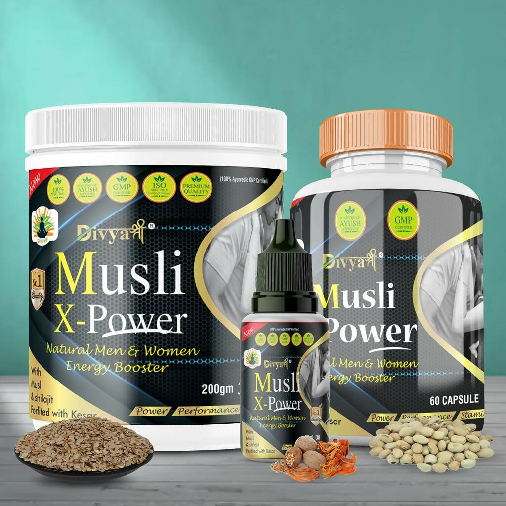 Divya Shree Musli X-Power Cap, Oil and Prash Combo