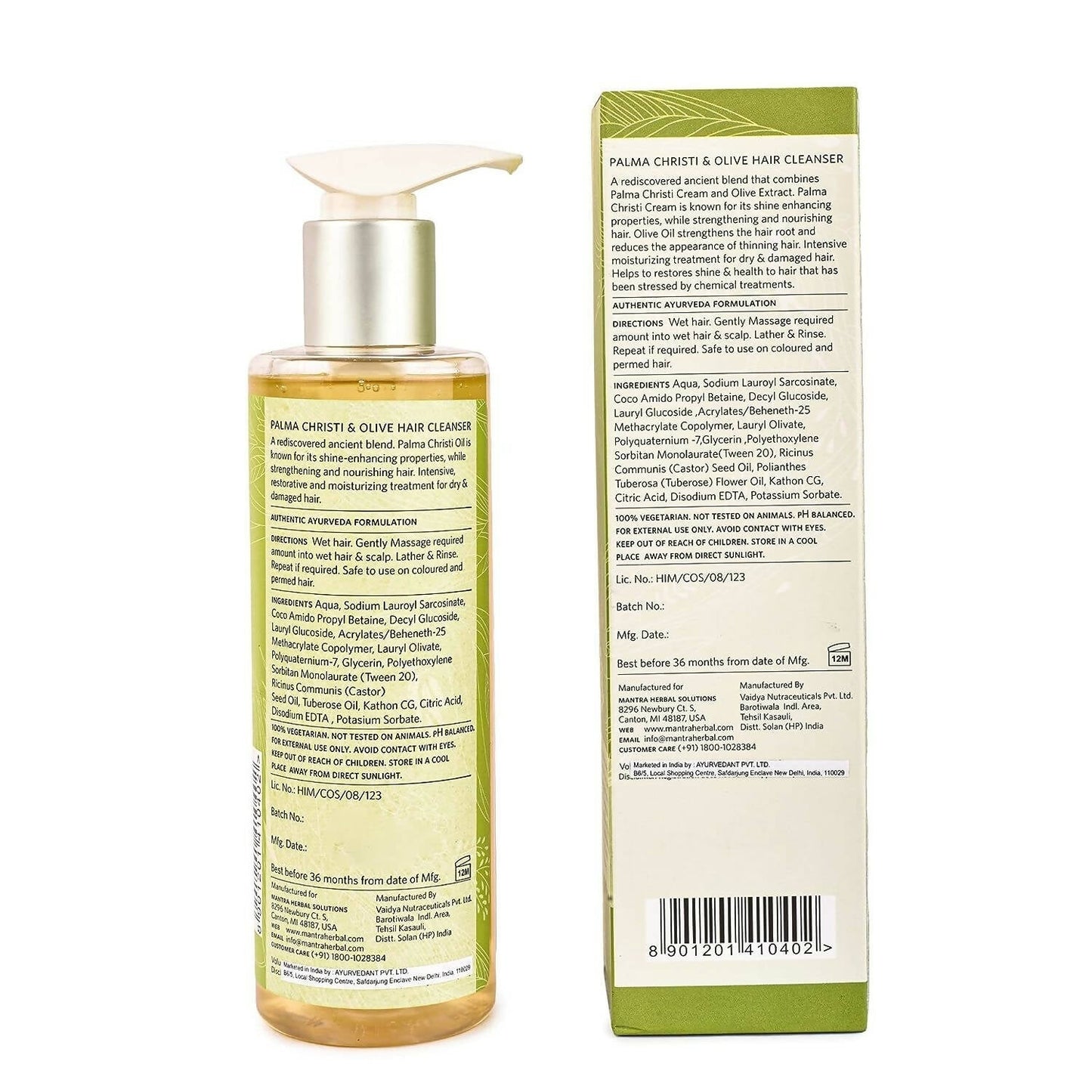 Mantra Herbal Palma Christi and Olive Hair Cleanser For Dry & Damaged Hair