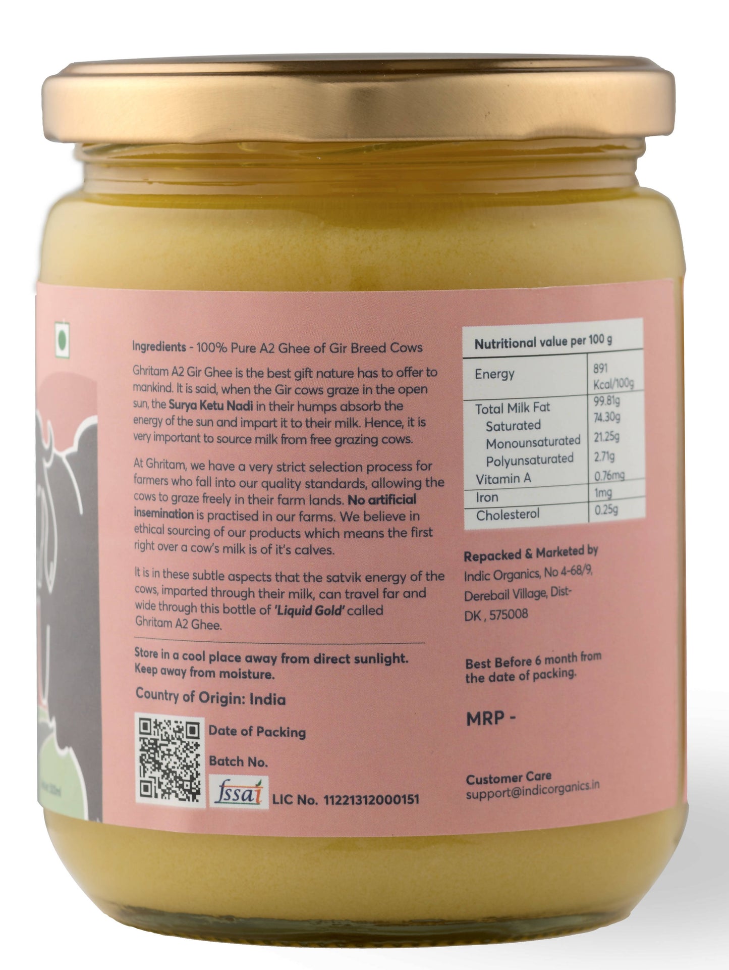 Indic Organics Gir Cow's A2 Ghee