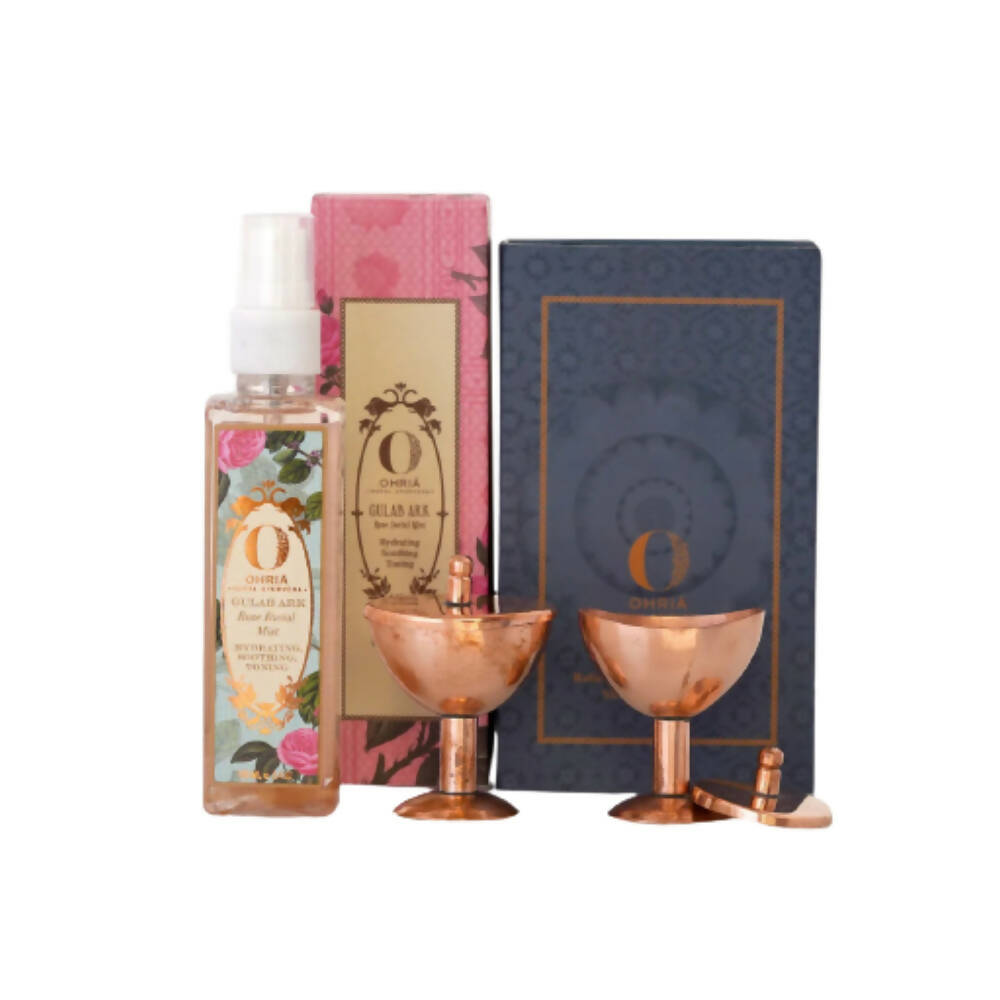 Ohria Ayurveda Pure Copper Eye Cups Ritual: Netra Shudhi With Rose Facial Mist - usa canada australia