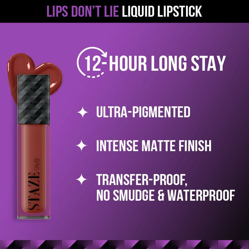 Staze 9to9 Lips Don't Lie Matte + Transferproof Liquid Lipstick - 05 Cocoa Crush