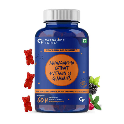 Carbamide Forte Ashwagandha Gummies with Vitamin D - Mixed Berry Flavor -  USA 