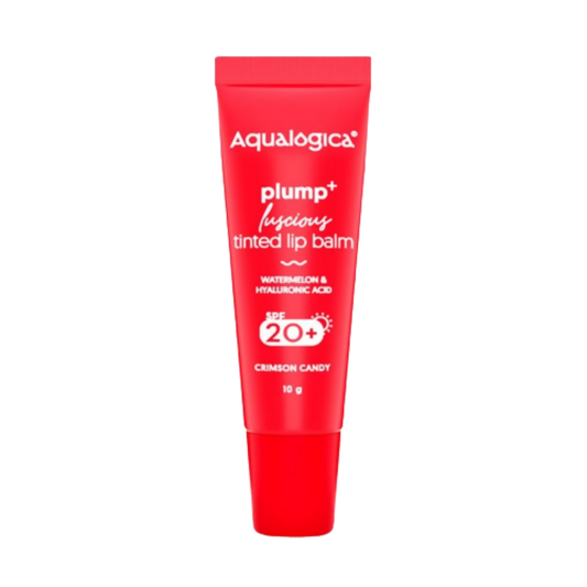 Aqualogica Crimson Candy Plump+ Luscious Tinted Lip Balm with Watermelon and Hyaluronic Acid - BUDNEN