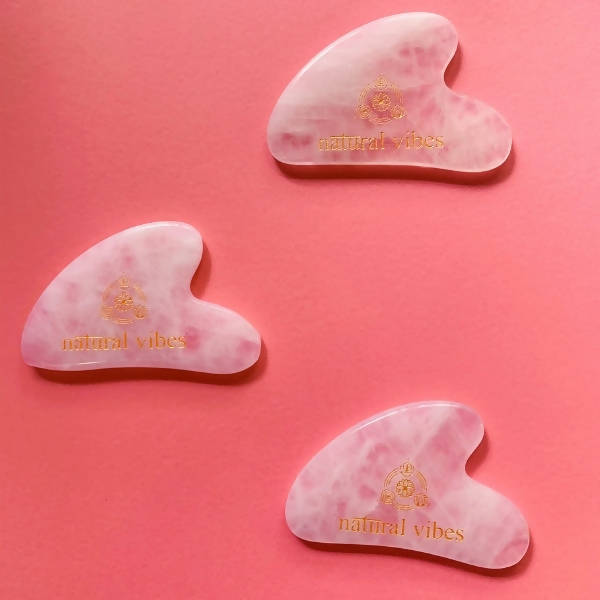 Natural Vibes Rose Quartz Gua Sha with Free Gold Beauty Elixir Oil