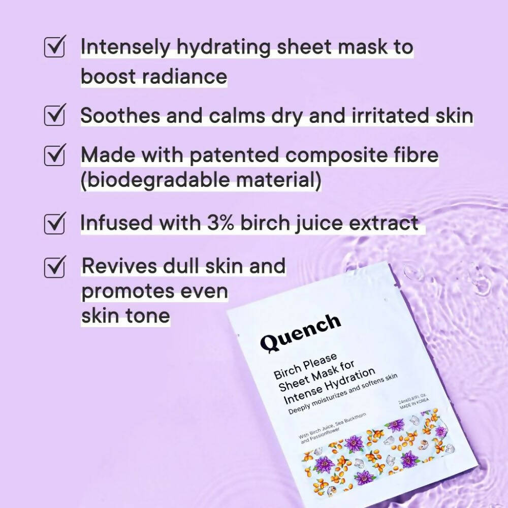 Quench Botanics Birch Please Sheet Mask for Intense Hydration