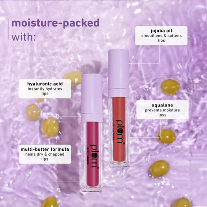 Plum Glassy Glaze Lip Lacquer 3-in-1 Lipstick + Lip Balm + Gloss 04 Blushing Babe