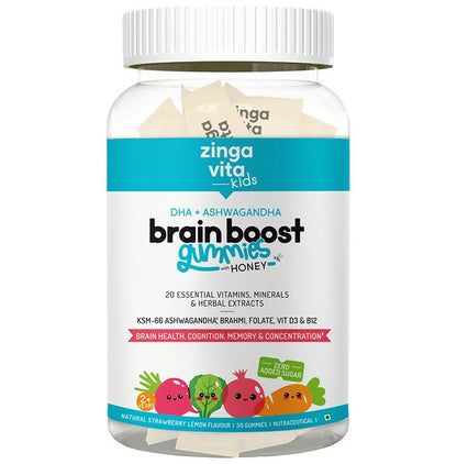 Zingavita DHA Brain Boost Gummies for Kids (2+ yrs) Strawberry Lemon Flavor