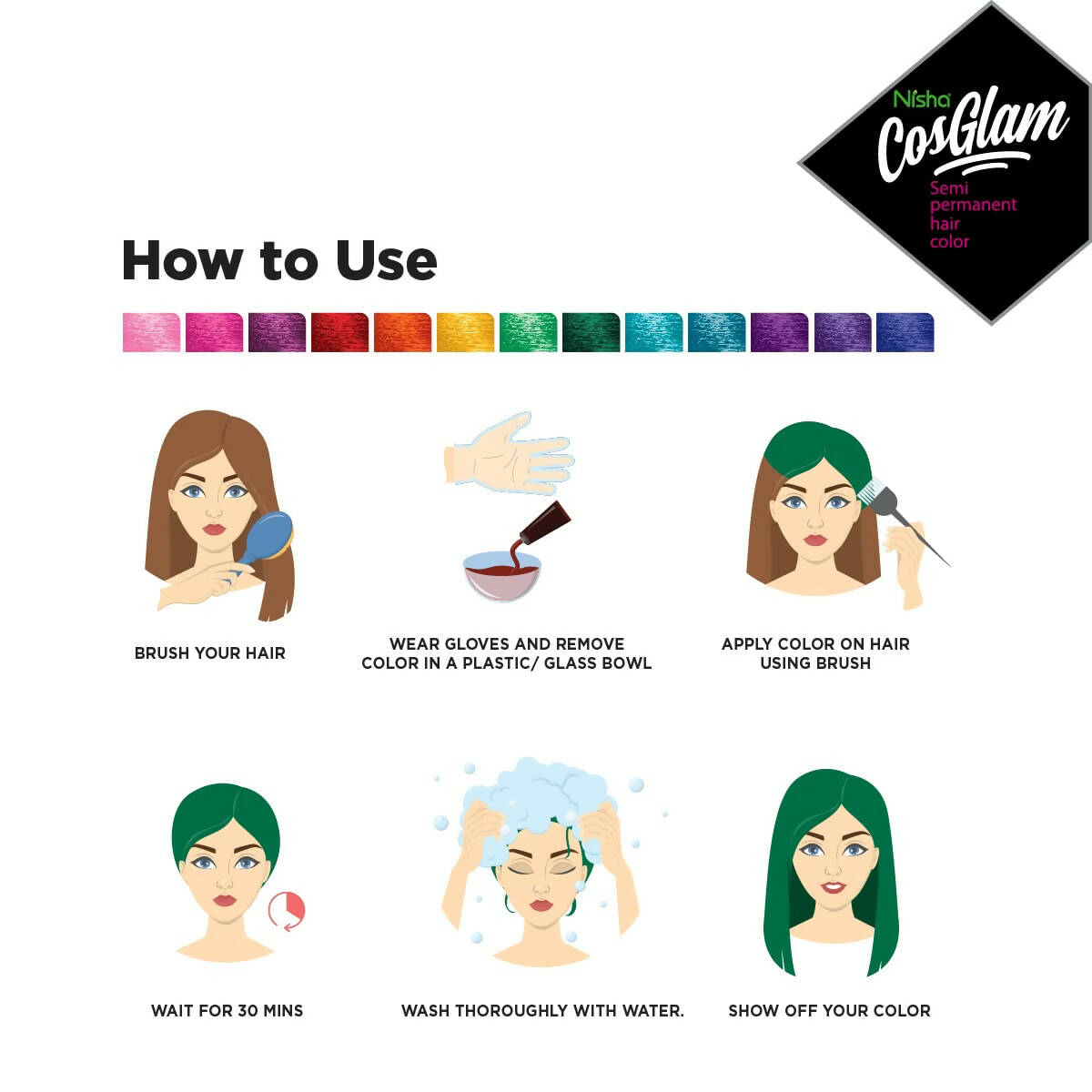 Nisha Cosglam Semi Permanent Hair Color 41 Crazy Green