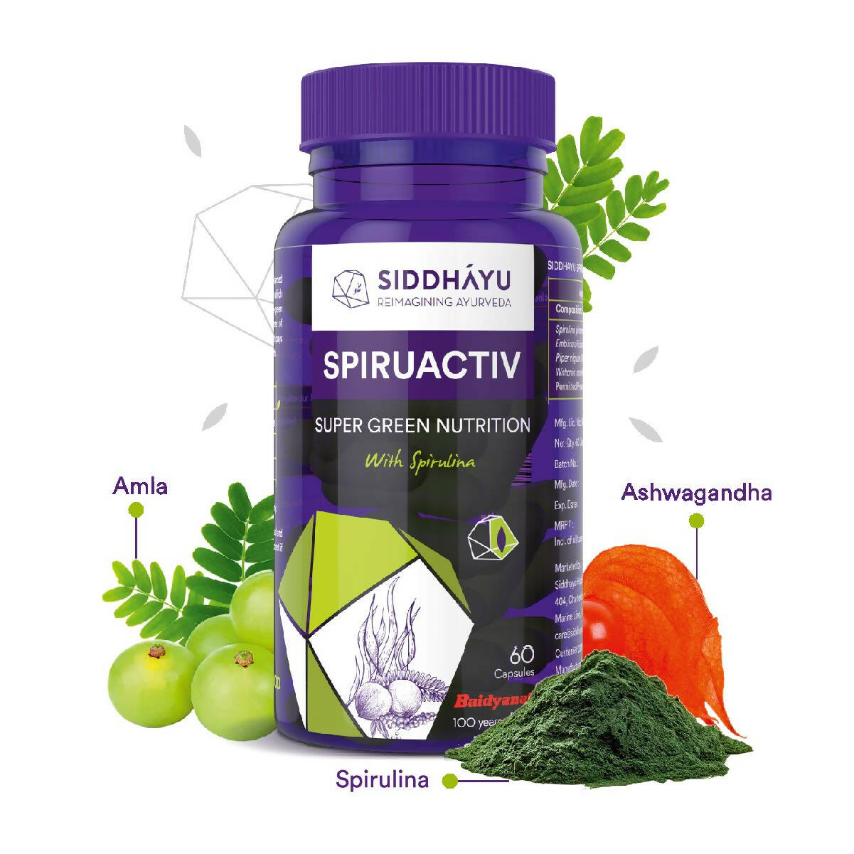 Siddhayu Ayurveda Spiruactiv Capsules with Spirulina